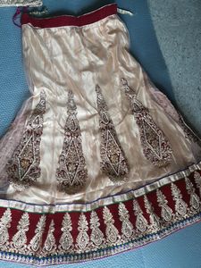 Cream Color Heavy Lehanga With Maroon Dupatta