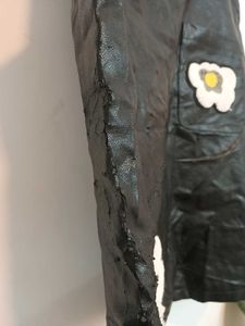 Black Faux Leather Overalls Dress