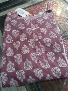 Mauve Printed Kurti Set (Minor Issue)