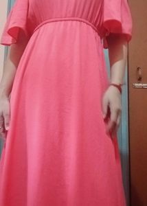 Coral Cold Shoulder Dress