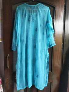 ADA Chikankari Blue Kurta with Cotton Inner
