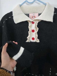 Cute Embroidered Knit Sweater fits S/M