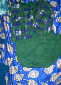 Blue &amp; Green Plaid Pant Set