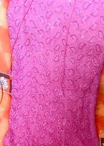Rose Pink Colour Kurti With Mirror And embroidery