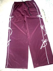 Burgundy Ribbon Tie Track Pants