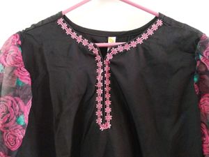 Elegant Black Floral Print Suit