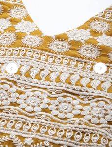 mustard yellow embroidery dress
