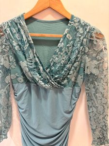 Beautiful Lace Trim Top With Embellishment
