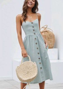 &#34;Bebop Linen-Blend Button-Front Sundress&#34;
