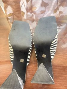 Zebra Print Square Toe Slides