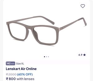 Lenskart Frame XL Size . Grey Color