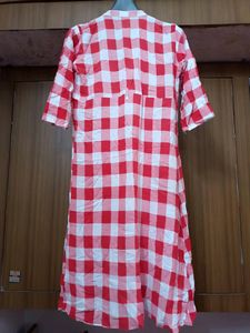 Red White check kurti