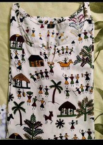 printed cotton blend straight kurta