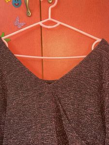 Code Sparkly Long Sleeve Blacked Top