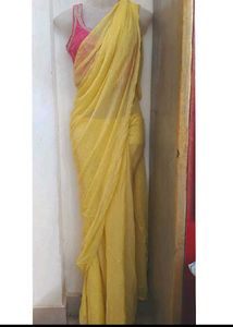 ready to wear Yellow Saree