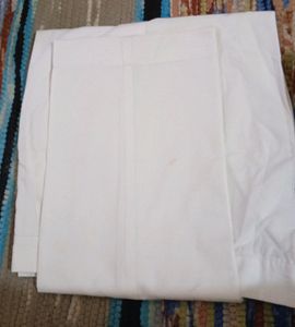 White Mens Long Kurta Set With Lengha