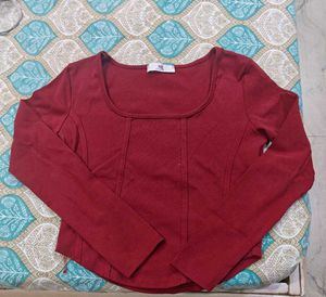 Red Long Sleeve Top