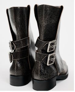 Zara biker Buckle Detail Ankle Boots