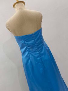 blue satin Gown