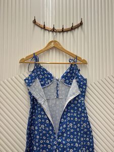 Blue Floral Midi Dress