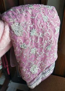 Readymade Embroidered Net Saree