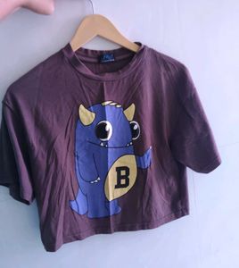 Browm Oversized Crop Top