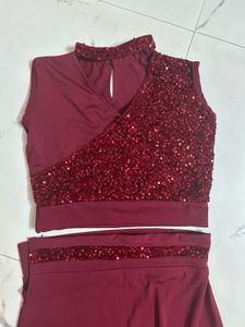 MAROON BODYCON LEHENGA