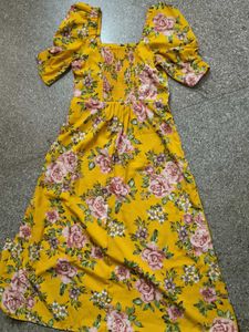 Floral Print Yellow Dress
