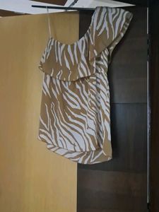 Zebra Print One Shoulder Top