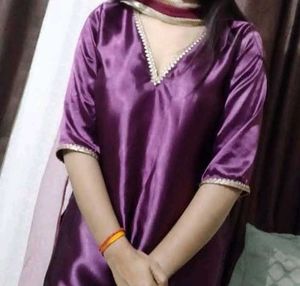 Purple Satin Salwar Kameez