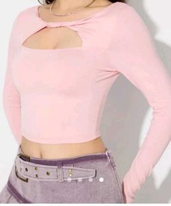 Pink Cutout Long Sleeve Top