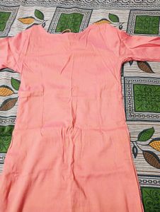 Peach Embroidered Kurti Dress