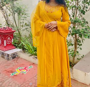 Elegant Mustard Anarkali Suit