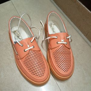Bruno Manetti Peach Leather Lace Shoes Size - UK 5/EUR - 38