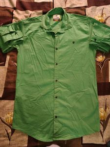Green Short Sleeve Casual Shirt