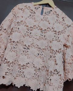 Beige Color Floral Lace Top For 36 Bust