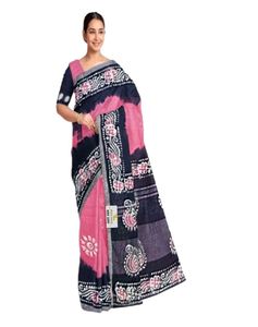 Pink & Black Batik Saree