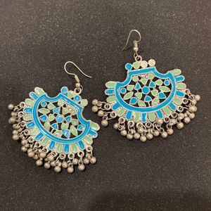 Oxidised Enamel Silver Plated Earrings