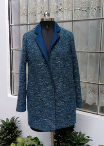 Elegant Blue Tweed Coat