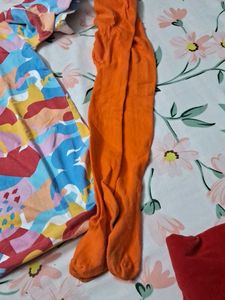 Combo OfKid Girl Winter Frock With Stocking