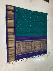 Kanjeevaram Silk Saree Sea Green And Blue