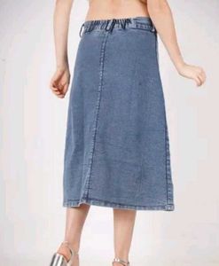 Denim Button-Down Midi Skirt