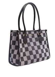 Iykyk Black Chequered Tote Bag ..