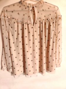 Polka Dot Ruffle Top