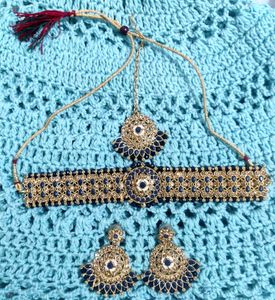 Elegant Jewelry Set Navy Blue Colour