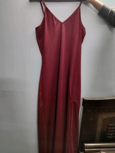 Red slit cut dress