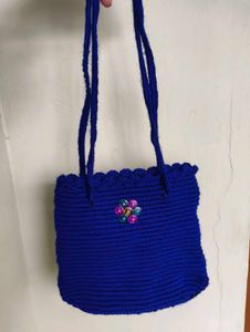 Blue Crochet Sling Bag