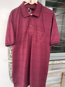 Maroon Striped Polo Shirt