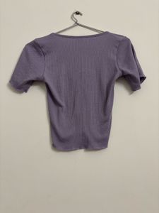 Ribbed Tie-Front Top