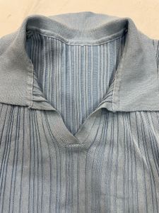 Blue Knit Polo Tank Top